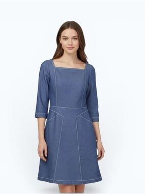 Piazza Sempione Square-Neck A-Line Dress, Size 14/16, MSRP $450